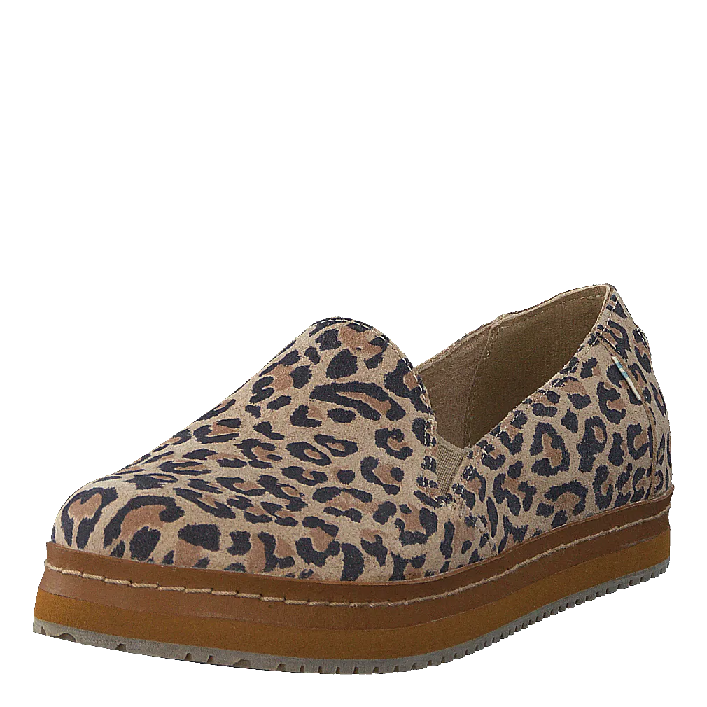 Toms zapatos Palma Leather Wrap Desert Tan Leopard Print Suede