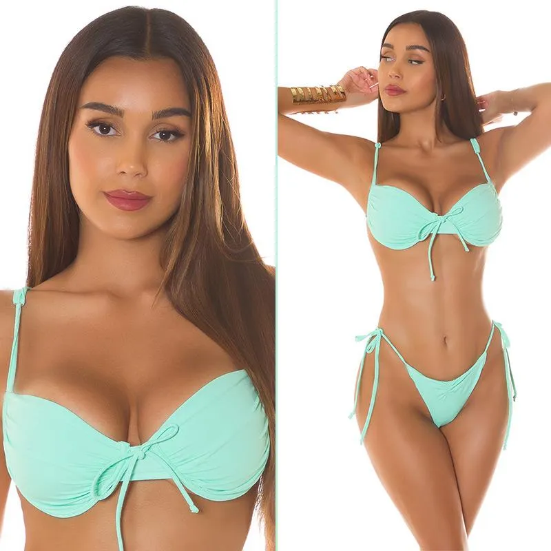 Top de bikini con aros menta