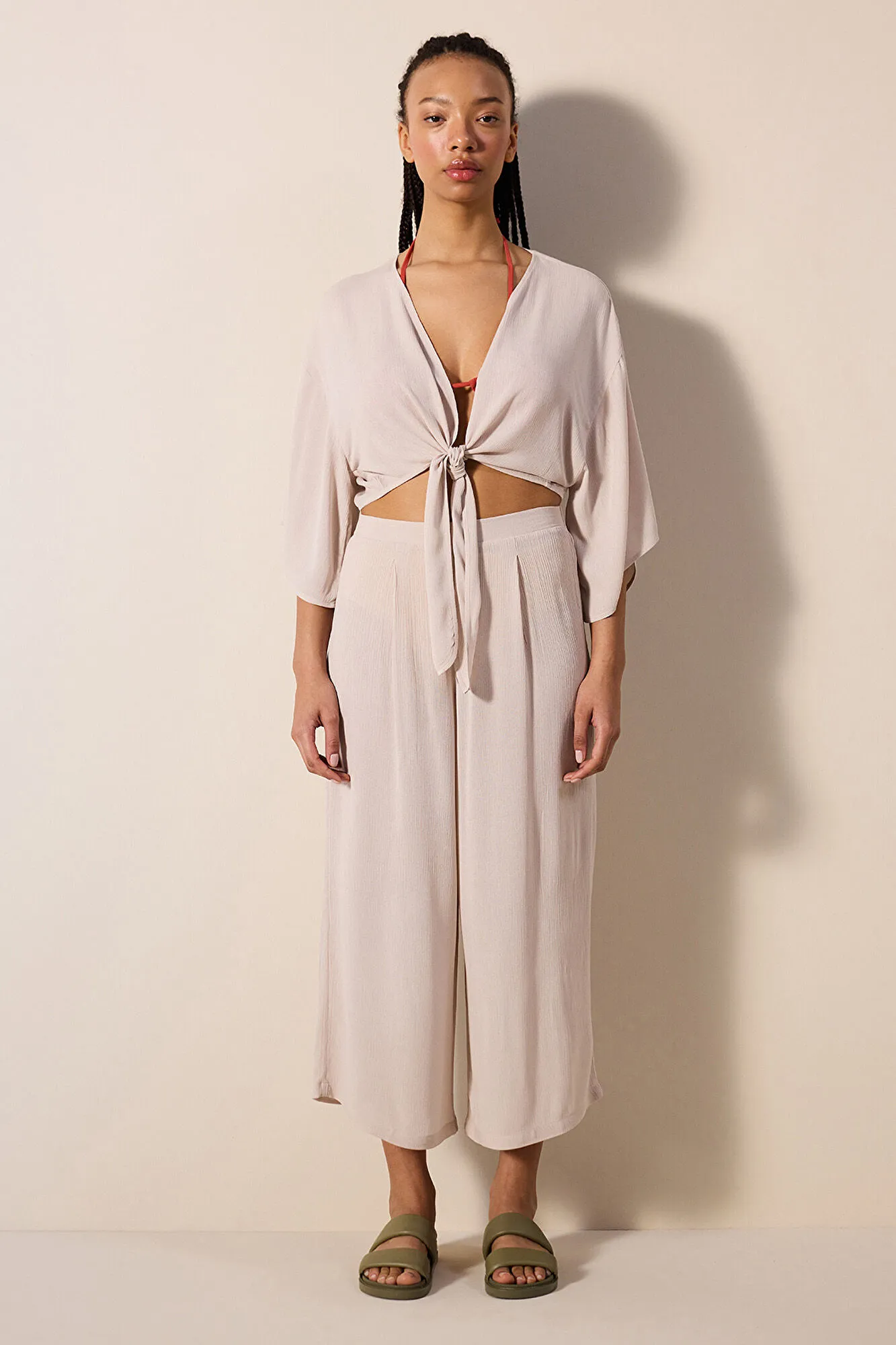 Top de playa beige