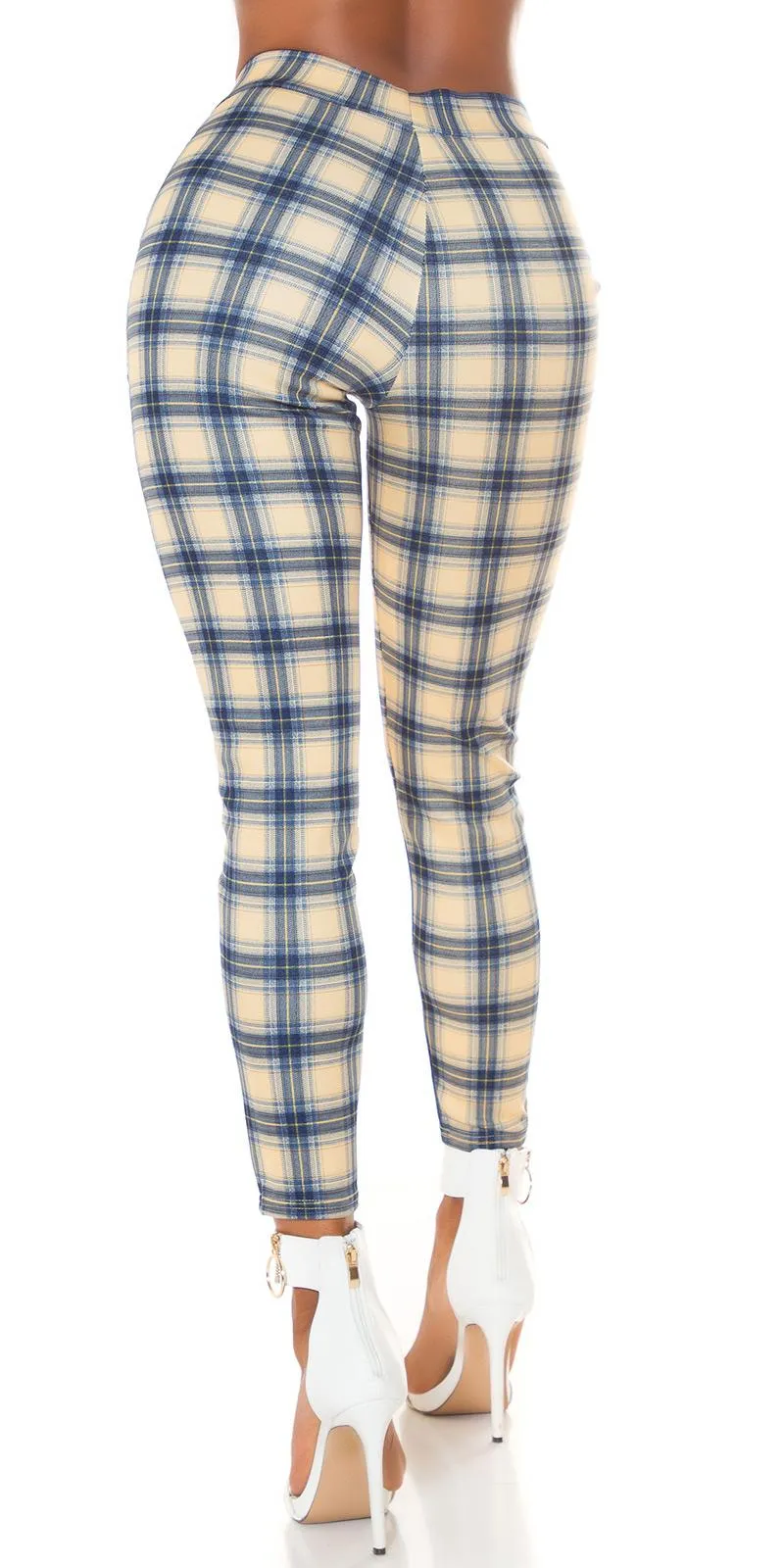 Treggings con estampado de cuadros azul 