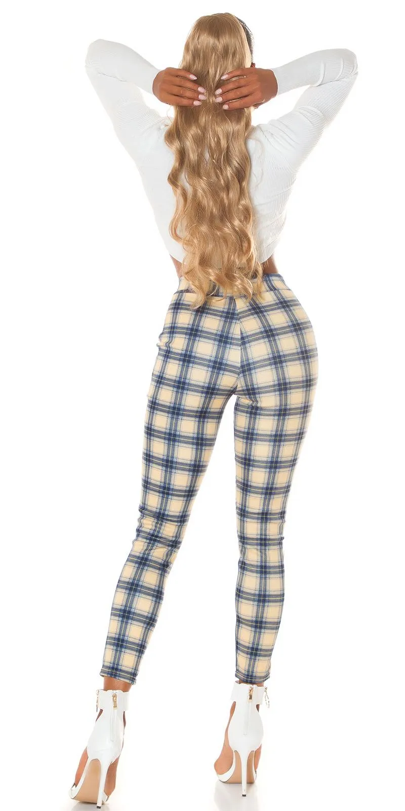 Treggings con estampado de cuadros azul 