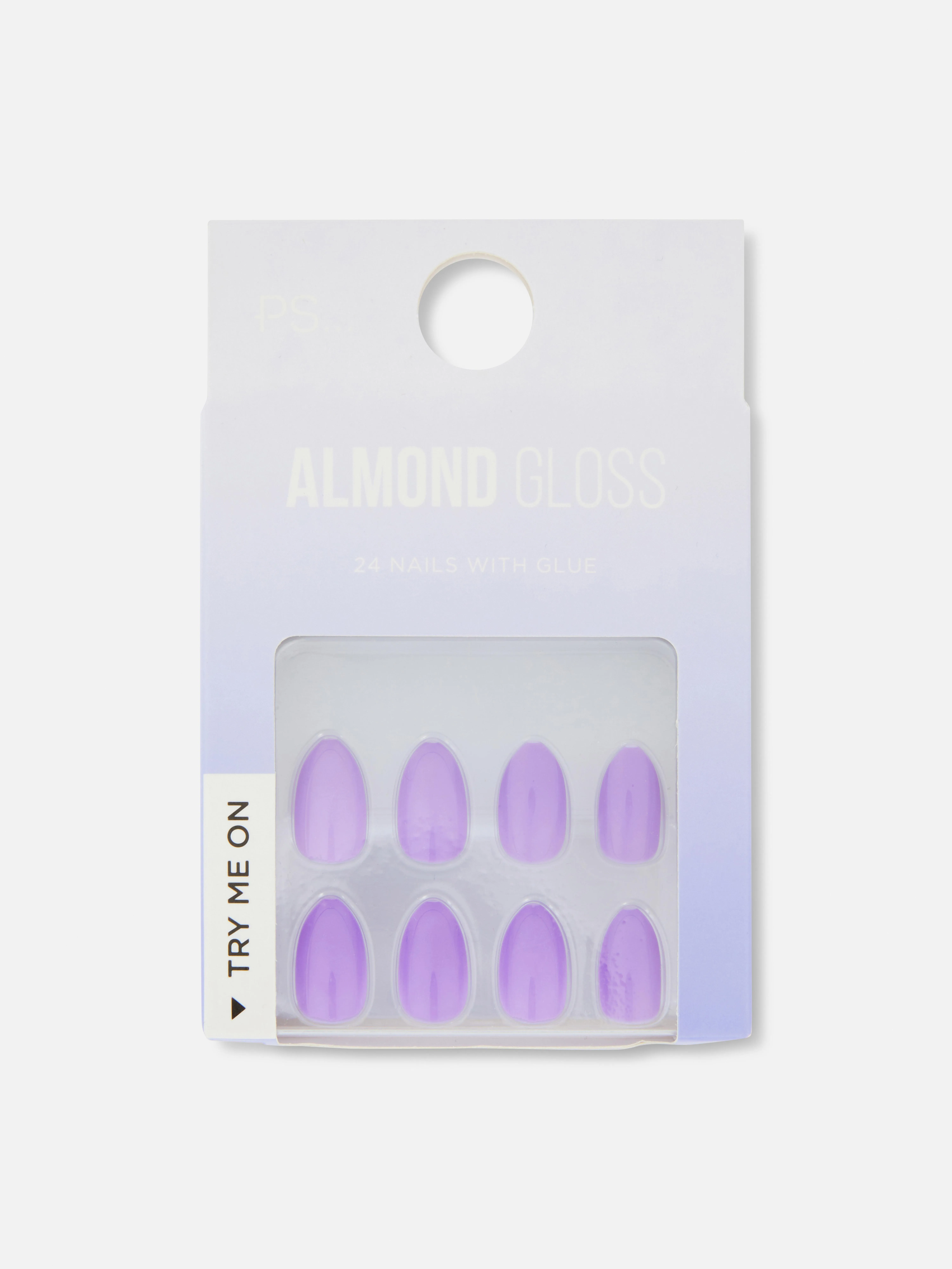 Uñas postizas brillantes almendradas «Sweet» de PS...