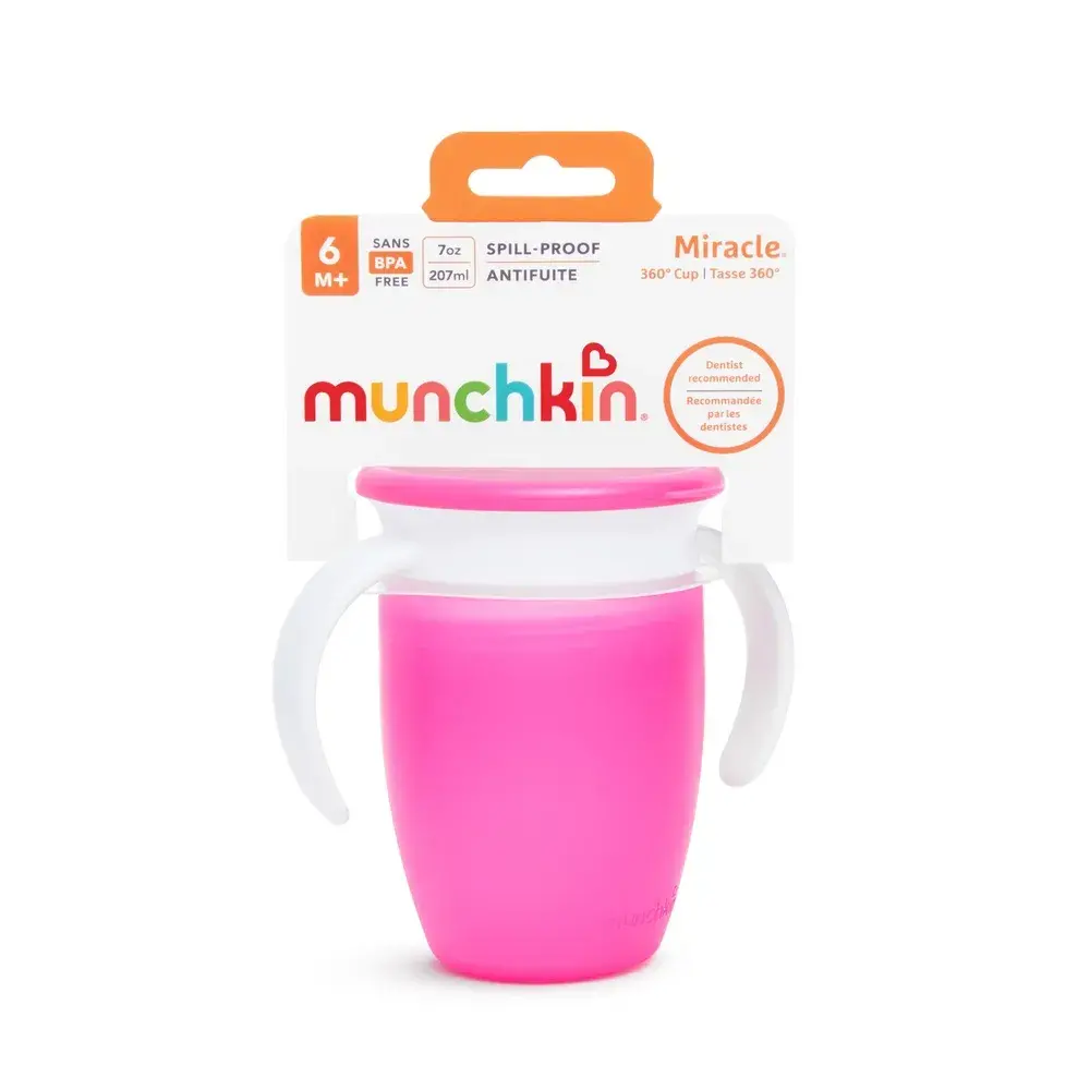 Vaso entrenador con asas 7 oz rosado