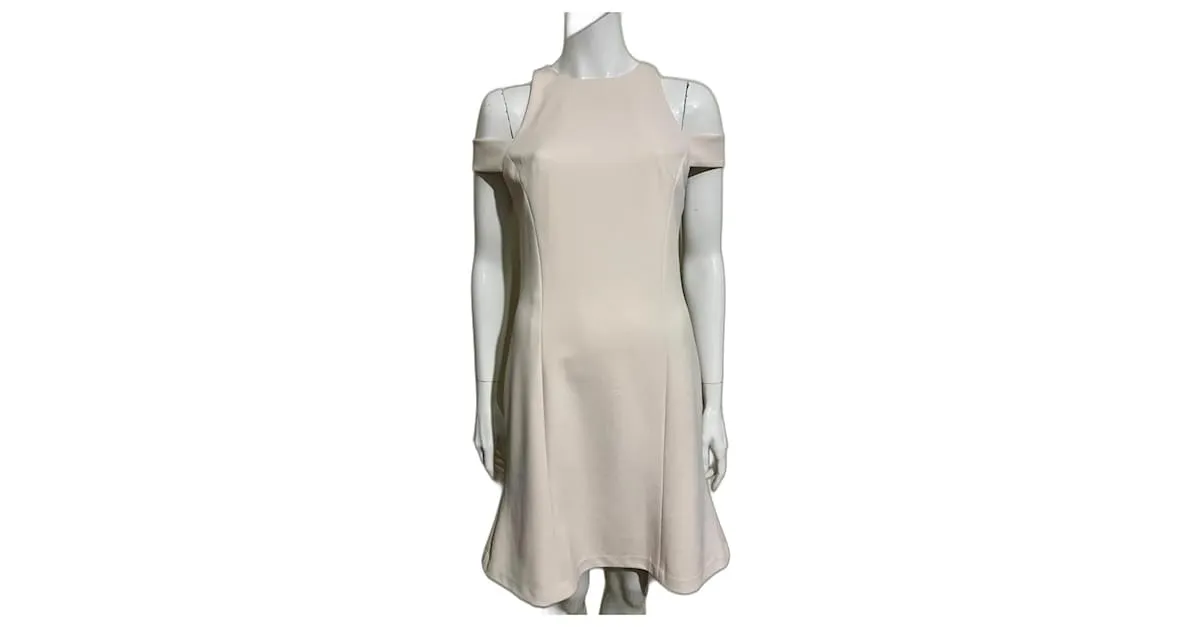 Vera Wang vestido crudo con hombros descubiertos de crepé 