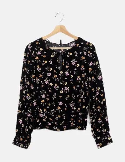 Vero Moda Blusa negra floral