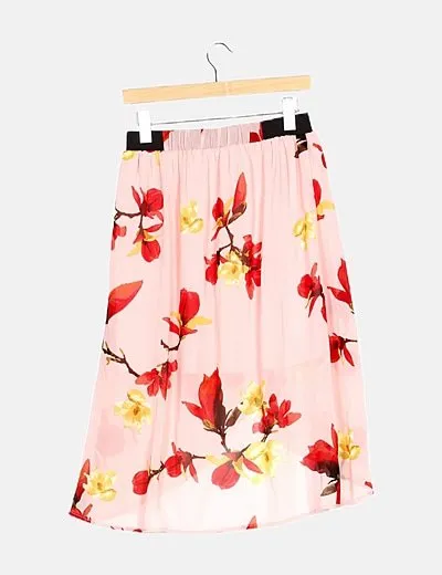 Vero Moda Falda rosa estampado floral