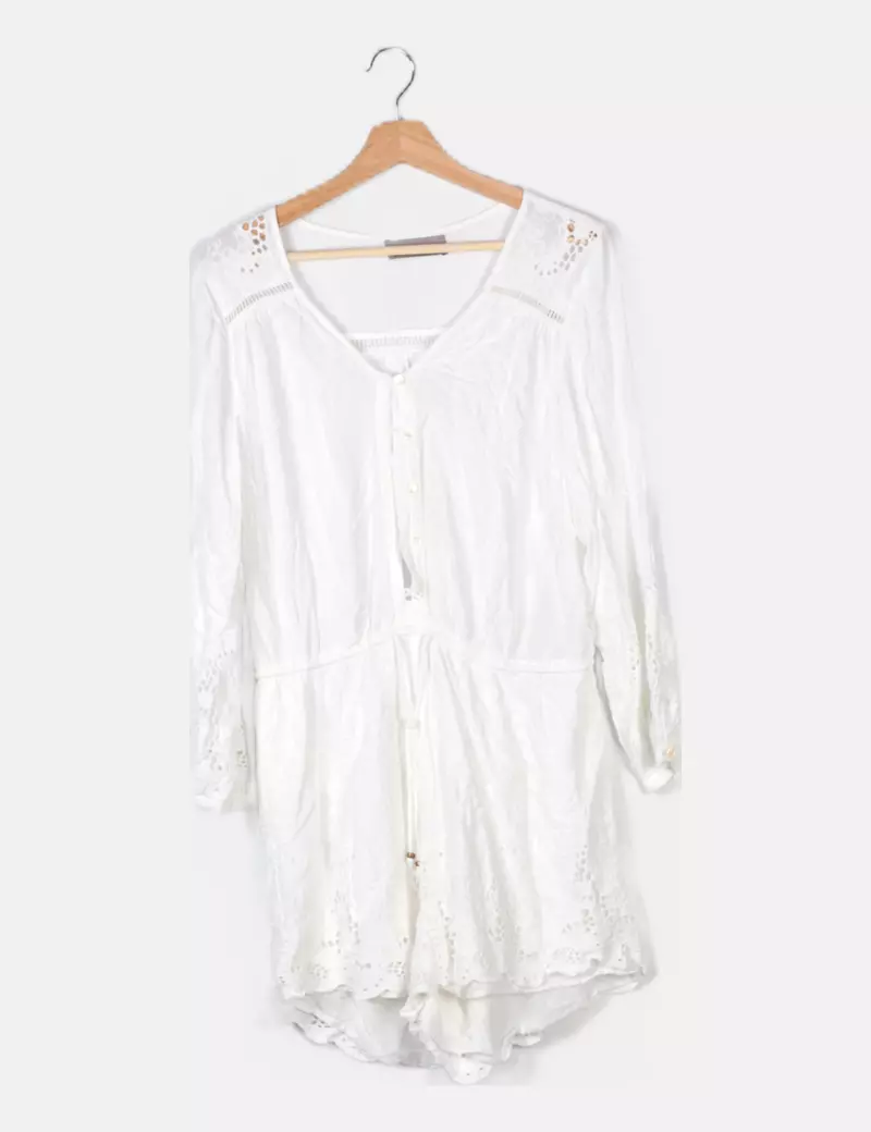 Vero Moda Vestido blanco troquelado