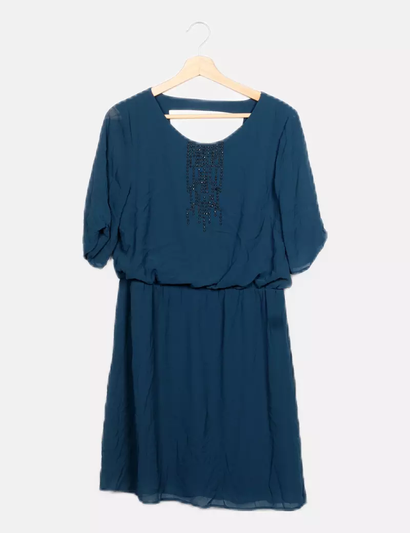 Vero Moda Vestido verde strass