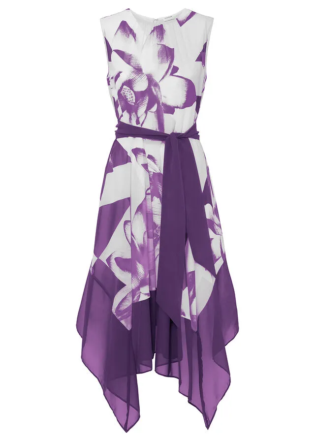 Vestido con estampado de flores lila oscuro con flores