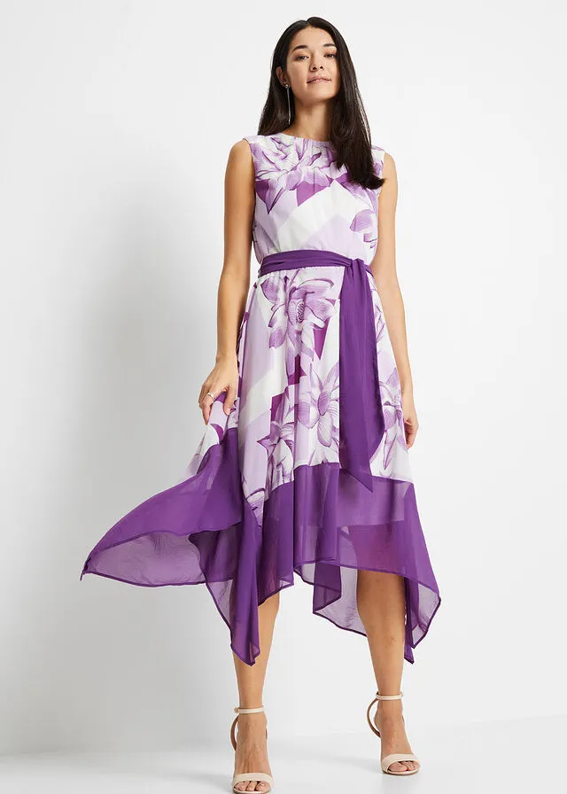 Vestido con estampado de flores lila oscuro con flores