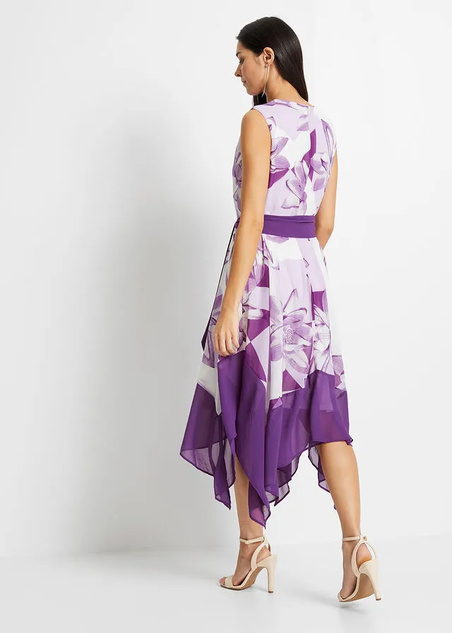 Vestido con estampado de flores lila oscuro con flores