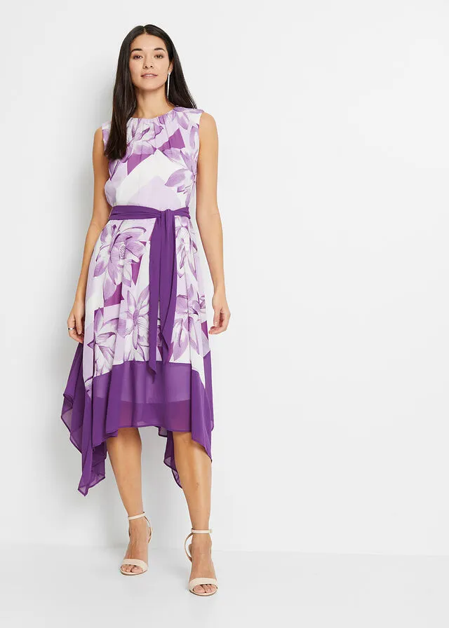 Vestido con estampado de flores lila oscuro con flores