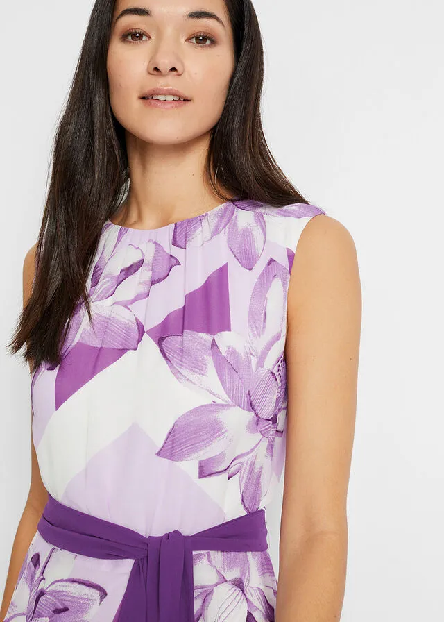 Vestido con estampado de flores lila oscuro con flores