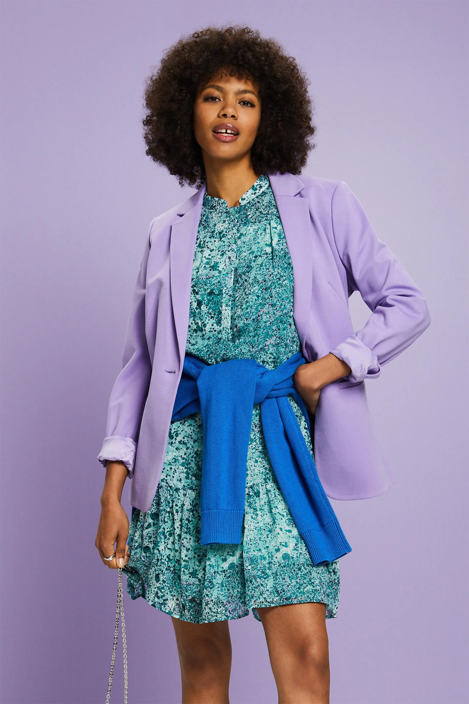 Vestido corto de gasa con estampado