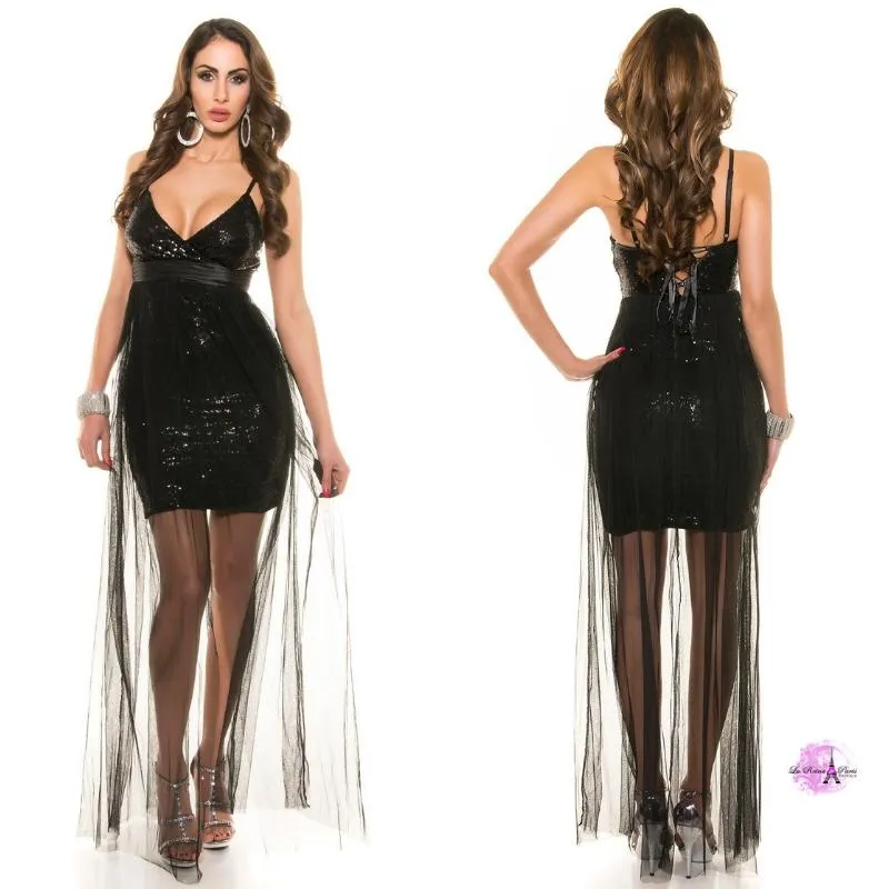 Vestido corto lenjuelas brillantes NG