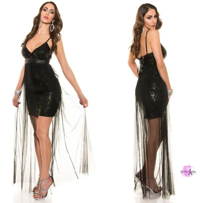 Vestido corto lenjuelas brillantes NG