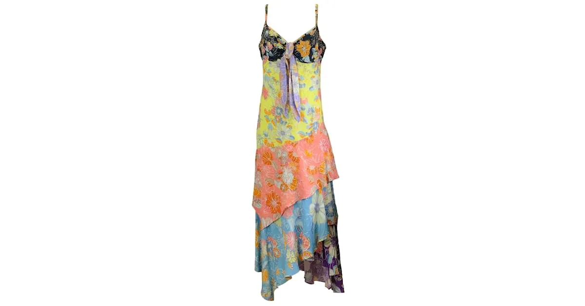 Vestido de día largo de crepé estampado multicolor de Peter Pilotto / VESTIDO CAMISA 