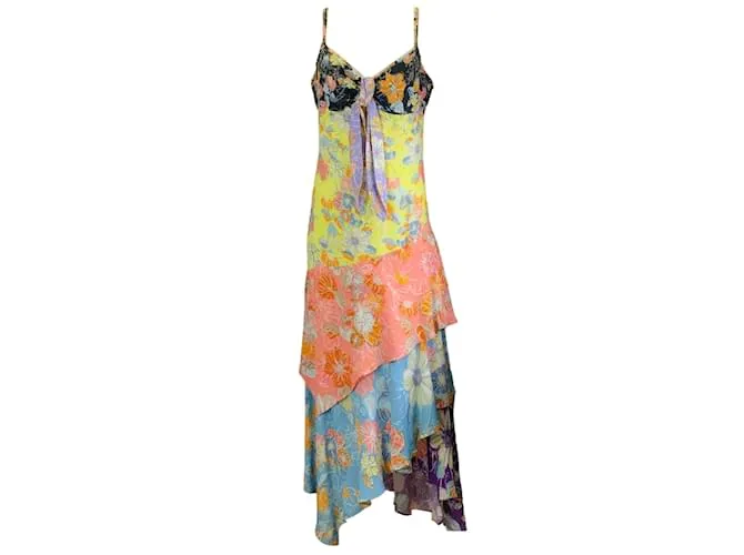 Vestido de día largo de crepé estampado multicolor de Peter Pilotto / VESTIDO CAMISA 