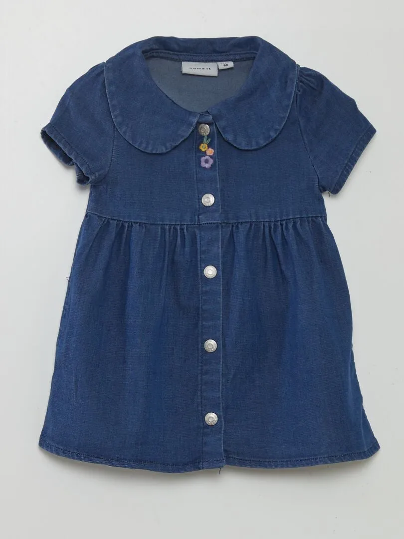 VESTIDO EFECTO DENIM ACAMPANADO  AZUL