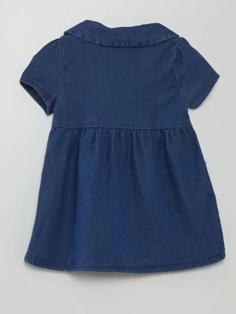 VESTIDO EFECTO DENIM ACAMPANADO  AZUL