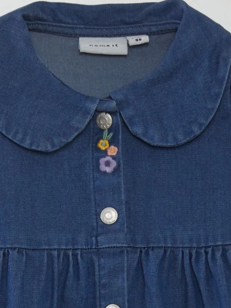 VESTIDO EFECTO DENIM ACAMPANADO  AZUL