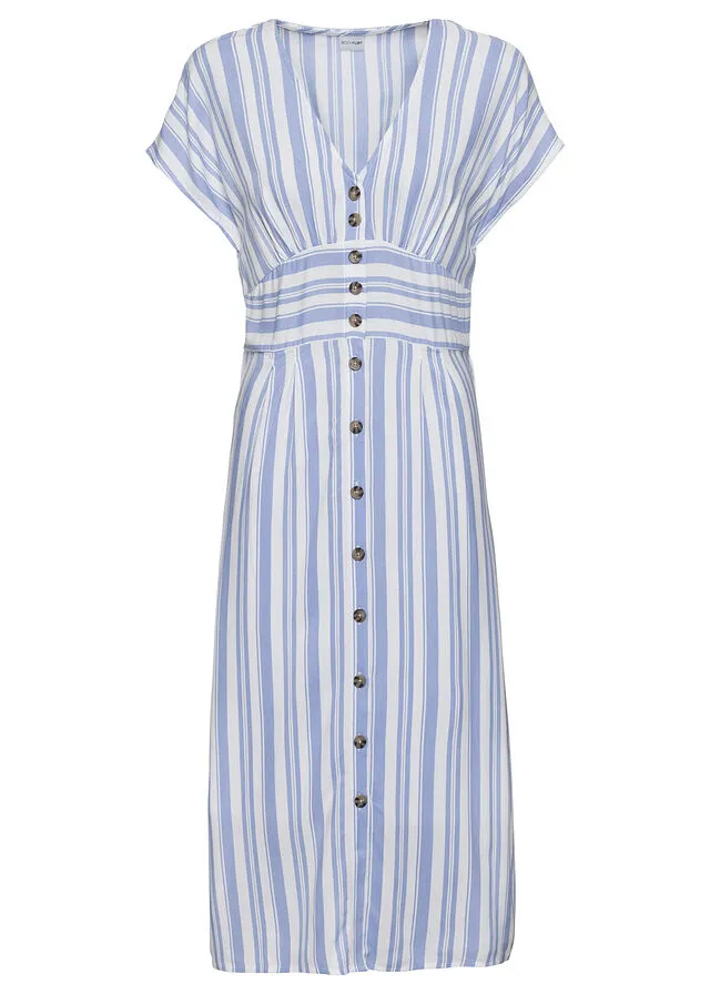 VESTIDO ESTAMPADO AZUL CLAROBLANCO DE RAYAS