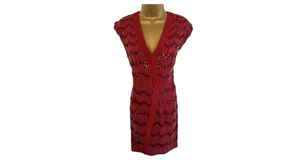 Vestido Hoss Intropia Redcurrant Beaded Lentejuelas Fiesta Cóctel España 14 US 10 UE 42 Burdeos 