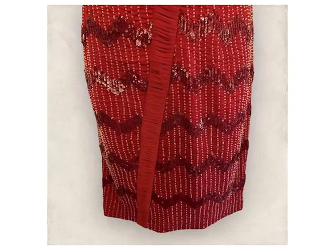 Vestido Hoss Intropia Redcurrant Beaded Lentejuelas Fiesta Cóctel España 14 US 10 UE 42 Burdeos 