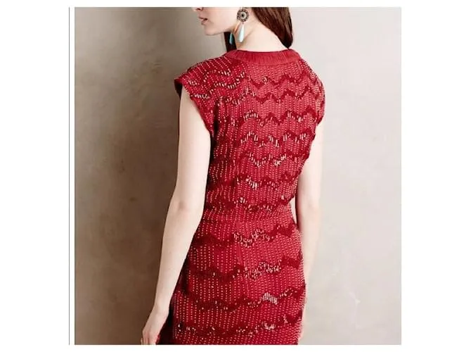 Vestido Hoss Intropia Redcurrant Beaded Lentejuelas Fiesta Cóctel España 14 US 10 UE 42 Burdeos 