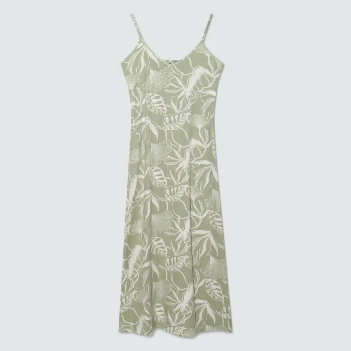 Vestido Largo Con Estampado De Hojas