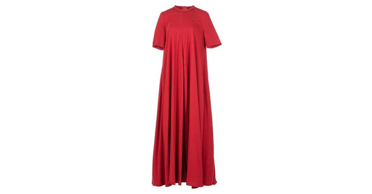 Vestido largo de crepé elástico con cuello redondo de Lanvin Roja 