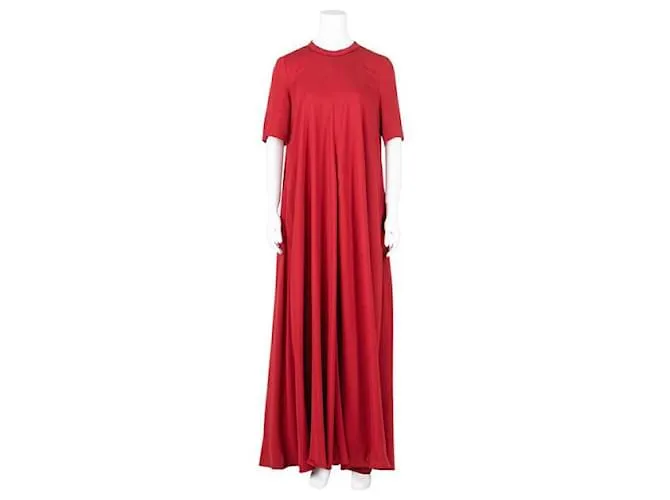 Vestido largo de crepé elástico con cuello redondo de Lanvin Roja 