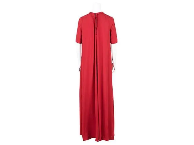 Vestido largo de crepé elástico con cuello redondo de Lanvin Roja 