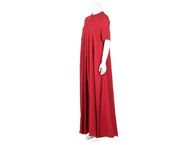 Vestido largo de crepé elástico con cuello redondo de Lanvin Roja 