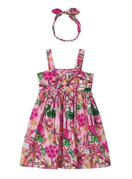Vestido Mayoral Banda Lazo Rosa para Niña