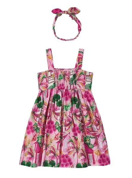 Vestido Mayoral Banda Lazo Rosa para Niña