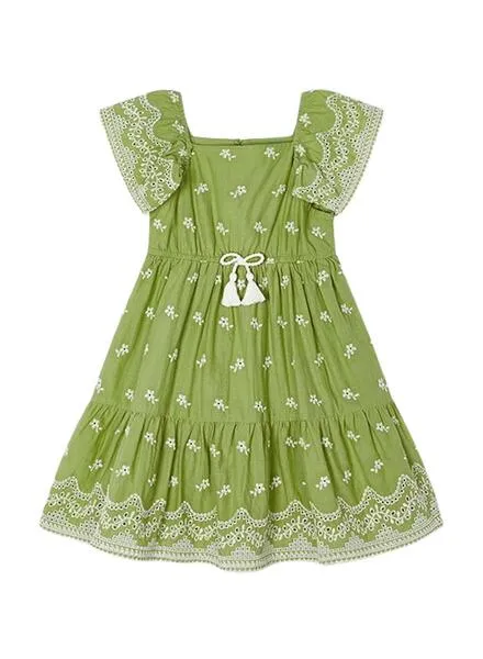 Vestido Mayoral Bordado Verde Para Niña