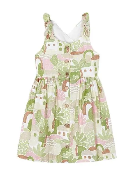 Vestido Mayoral Estampado Verde Para Niña
