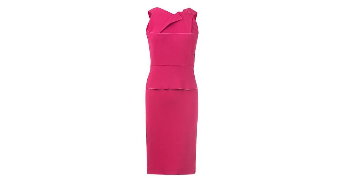 Vestido midi de crepé drapeado de Roland Mouret Rosa 