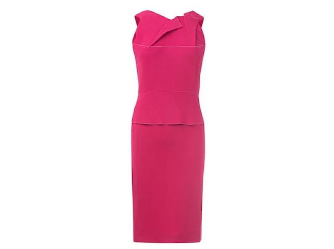 Vestido midi de crepé drapeado de Roland Mouret Rosa 