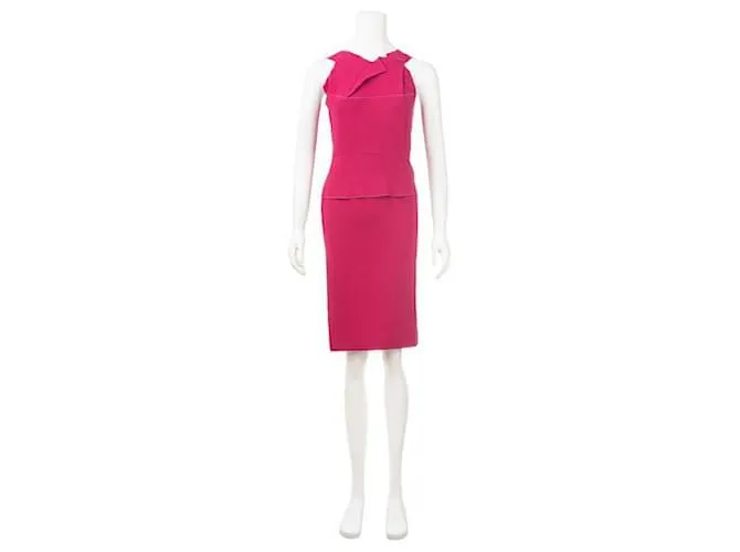 Vestido midi de crepé drapeado de Roland Mouret Rosa 