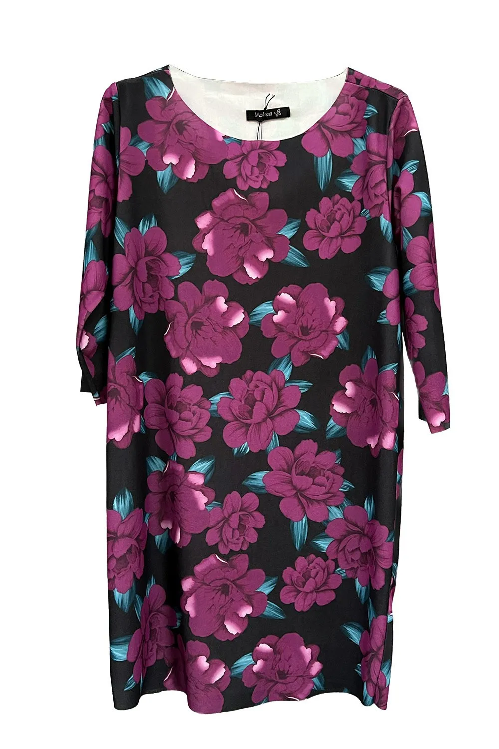 Vestido morado con estampado de flores