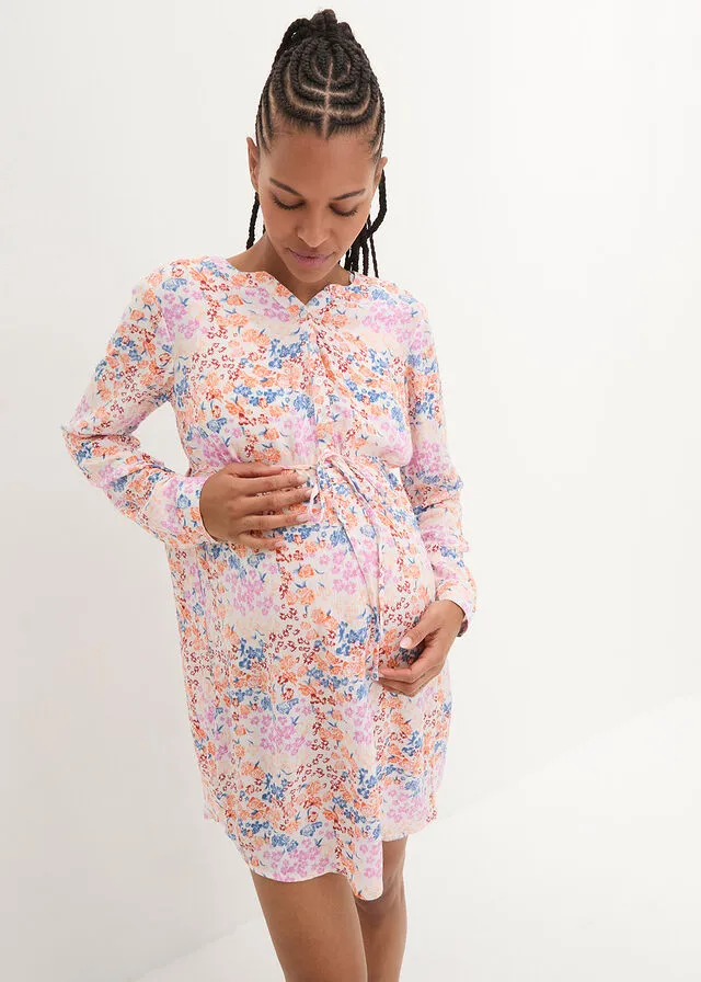 VESTIDO PREMAMá/DE LACTANCIA AZUL MARINOBLANCO DE LUNARES