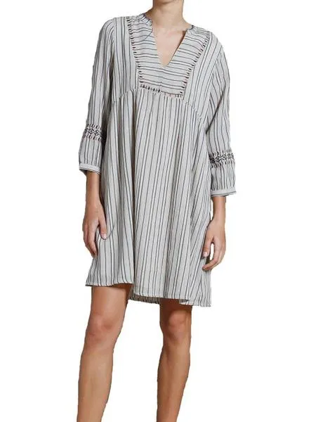 VESTIDO TúNICA  INDICOLD ESTAMPADO RAYAS MARINO