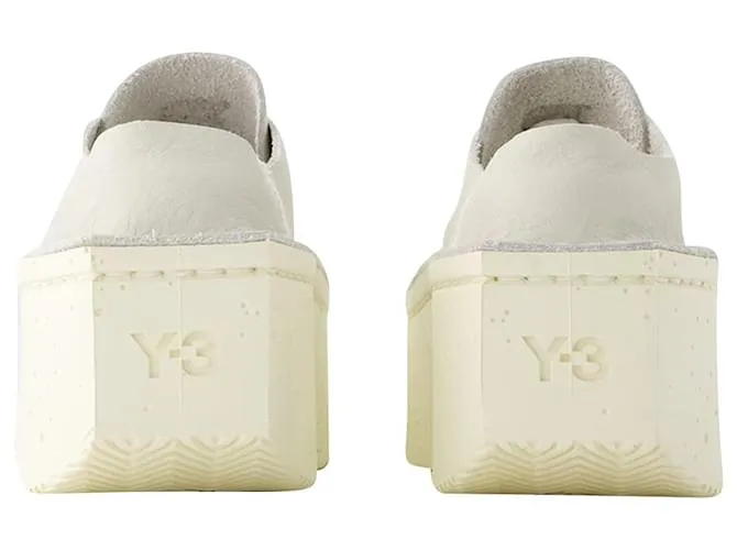 Y3 ZAPATILLAS RENGA LO  Y 3  CUERO  BLANCO CASTAñO BEIGE 