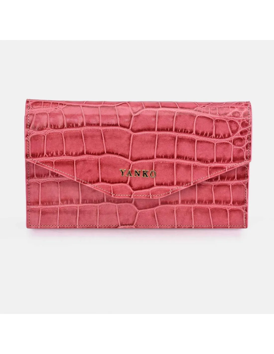 YANKO bolso de mano plano con bandolera para mujer en piel grabada