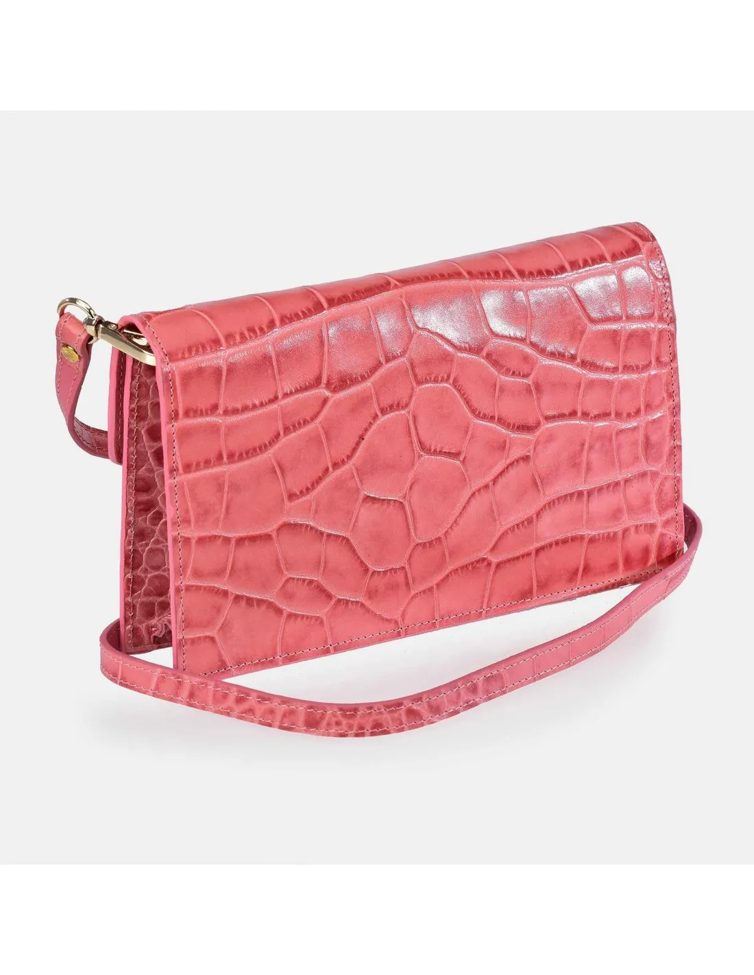 YANKO bolso de mano plano con bandolera para mujer en piel grabada