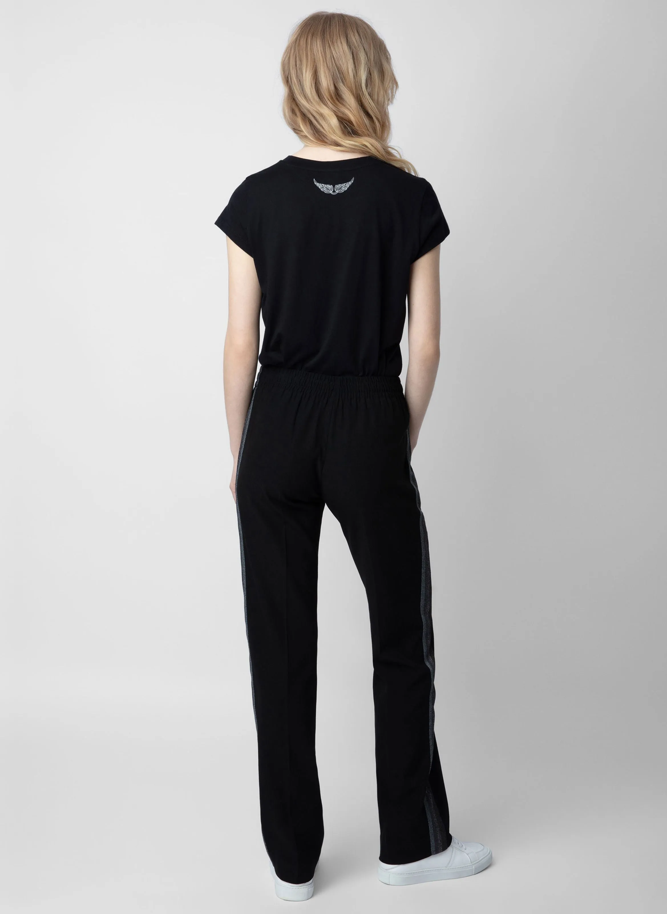 ZADIG&VOLTAIRE POMY  PANTALóN RECTO VAPOROSO CON BANDAS EN NEGRO