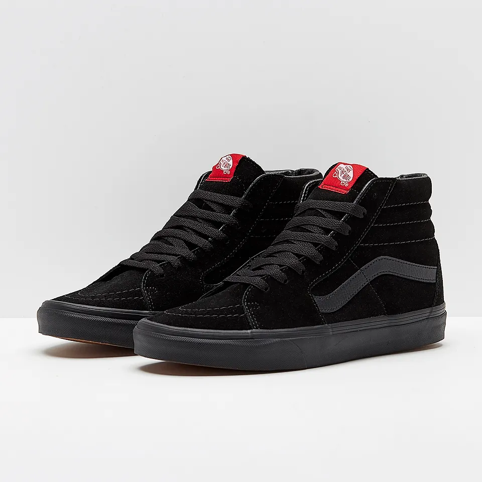 ZAPATILLAS ALTAS VANS SNEAKERS DEPORTE CóMODAS HOMBRE SK8HI SHOES BLACK/BLACK MOD. VN000D5IBKA ANTE NEGRAS CON FRANJAS NEGRAS