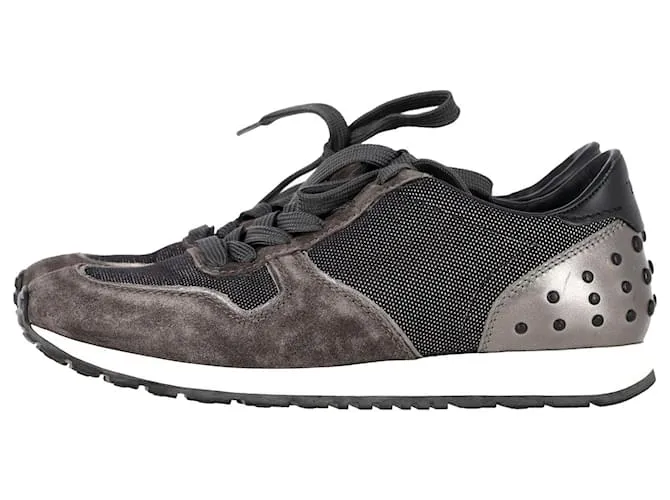 Zapatillas bajas con detalle Gommino de Tod's en ante gris Castaño 